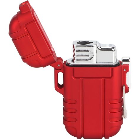 Briquet à gaz portable, étanche et coupe-vent, pour fumeurs de cigarettes et de cigares (rouge) (1/5)