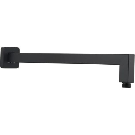 Bras de rallonge de douche carré noir 40 cm x 6,5 cm x 6 cm, tube de remplacement pour pommeau de douche à effet pluie mural en acier inoxydable (1/4)