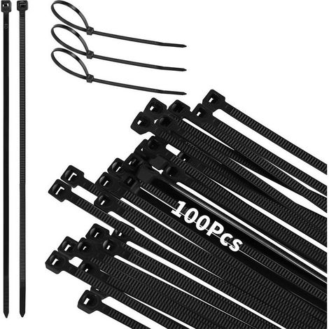 Collier Serrage Plastique100mm x 2.5mm, 100 pièces Colliers Noir Long, Serre Cable Plastique Grand, Attaches de Cable Nylon OUYLAF (1/5)