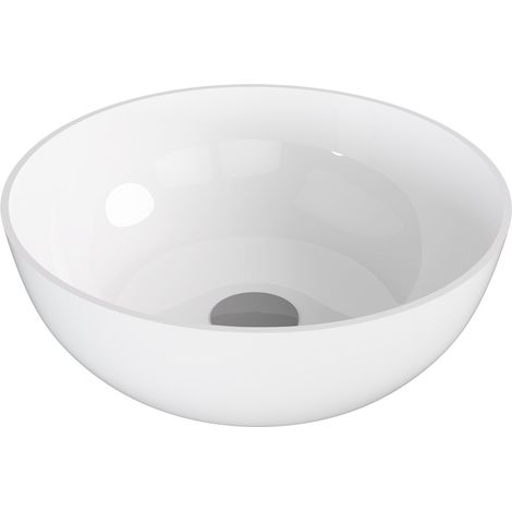Vasque à poser BANERA ROND, marbre coulé, dia. 39 cm, blanc (1/4)