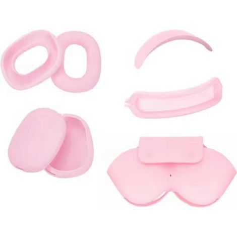 Étui de protection en silicone intégral 5 pièces pour AirPods Max, kit d'accessoires de protection rose (1/5)