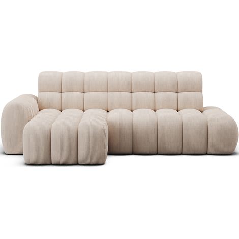 Canapé d’angle convertible tissu KINDO – Avec assise électrique angle gauche-Beige clair-angle gauche (1/5)