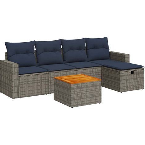Maison Exclusive - 6-tlg. Garten-Sofagarnitur mit Kissen Grau Pol