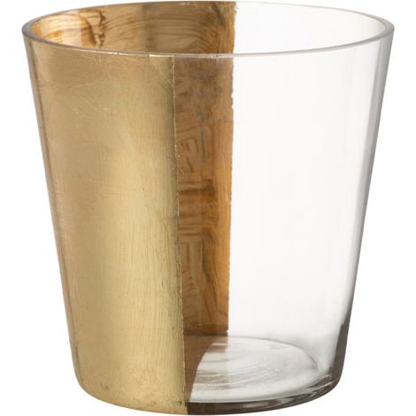 Photophore Design en Verre "Boe" 18cm Transparent & Or (1/5)