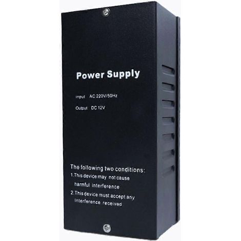 Alimentation pour interrupteur de contrôle d'accès 12-14 V CC 5 A, porte à double relais et 2 verrous, compatible avec interphone vidéo (AC 110-230 V). (1/5)