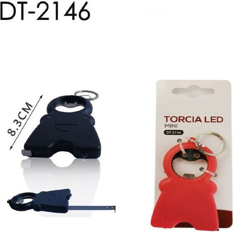 Trade Shop - Set 3pz Mini Torcia Led Portachiavi Omino Tascabile Apribottiglia Metro Dt-2146 -