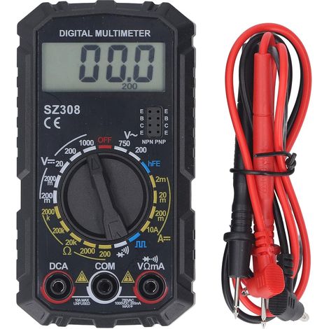 Multimètre Numérique, Voltmètre Portable AC/DC 1000V 10A, Ohmmètre avec Test de Transistor hFE, Test de Diode Testeur de Continuité, Écran Rétroéclairé Testeur Électrique pour (1/5)