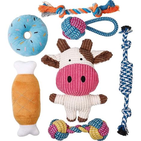 Jouet pour Chien - 7 Jouets Durables pour Chiots et Petits Chiens - Peluche Non Toxique en Coton Naturel (1/5)