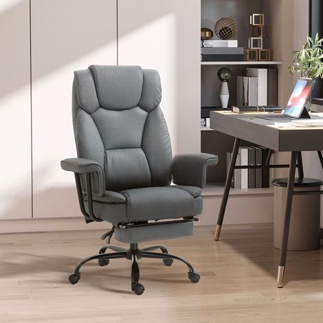Fauteuil exécutif ergonomique cuir synthétique, repose-pieds, accoudoirs rembourrés, appuie-tête, hauteur réglable, pivotant 360° (1/4)