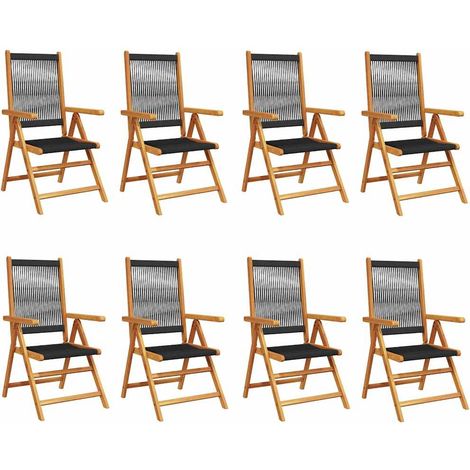 Maison Exclusive - Sedie pieghevoli reclinabili, 8 pezzi, in legno massello di acacia nero (1/5)