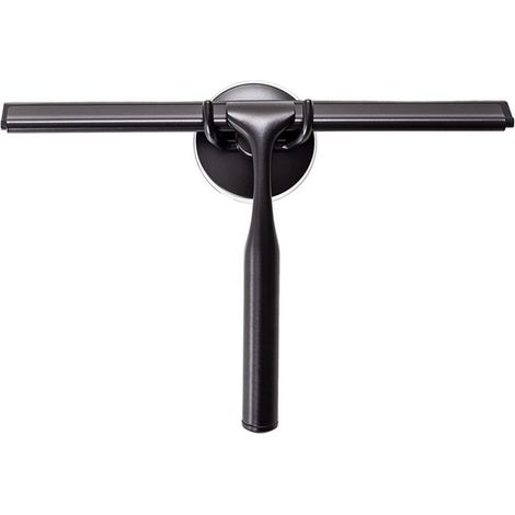 Duschabzieher aus Edelstahl mit starkem Saugnapfhaken für Bad, Küche, Spiegel, Auto, Fenster und Glas, 25,5 cm, schwarz. (1/4)