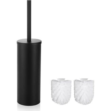Toilet Brush Stainless Steel Toilet Brush with 2 Brush Heads for Bathroom Chrome Nior (1/5)