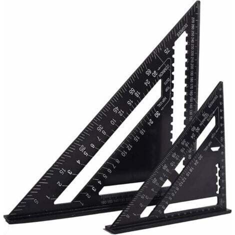 Multifunktionaler Zimmermannswinkel (18 cm & 30 cm), Dreiecklineal aus Metall & Aluminium, Anreißwinkel, Winkelmesser, Winkelmesser (45–90°) / Schreinerwerkzeug / Anreißwerkzeug & Führung für Holzbear