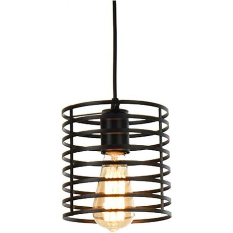 Éclairage Industriel Flodoor Plafonnier Fer Art Métal Loft Cage Lampe Suspendue, Abat-Jour Encastré Rétro, 240V 1.5m / 4.92ft Fil Réglable pour Cuisine Bar Salon [Classe énergétique A++] - RW