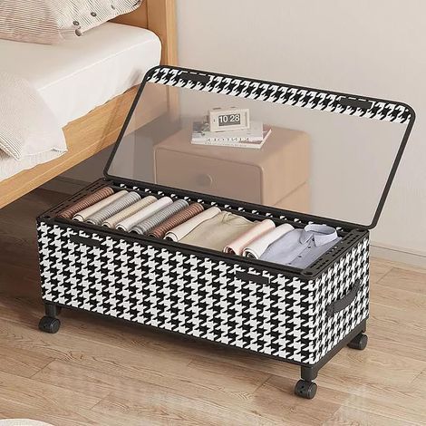 Unterbett-Aufbewahrungsbox mit Rollen, Unterbett-Schublade mit transparentem Deckel, Unterbett-Aufbewahrungstasche, rollbarer Unterbett-Organizer zur Aufbewahrung von Kleidung, Schuhen und Spielzeug (