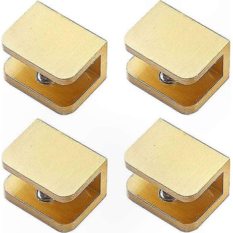 Pinces à verre dorées pour supports en verre de 10 à 12 mm, supports d'étagère sans perçage (1/5)