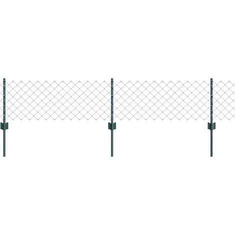 Grillage rouleau,Clôture en maillons de chaîne avec 10 poteaux verts 0.4 x 10 m en acier CFW7540792 (1/3)
