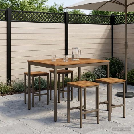 vidaXL Table de Bar de Jardin NAARDEN Naturel et café (1/5)