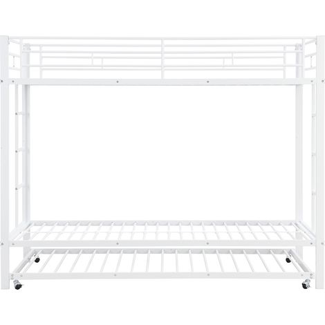 Weißes Metall-Hochbett 90 x 200 cm mit Ausziehbett (1/5)