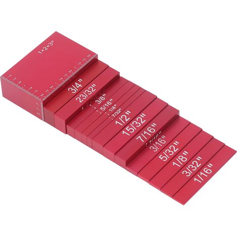 Set mit 15 Messblöcken aus Aluminiumlegierung, leuchtende Farben, präzise Skala, Kalibrierblock für die Holzbearbeitung, rot (1/5)
