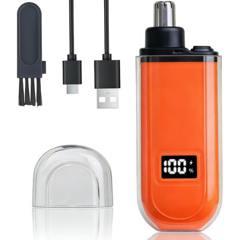 Tondeuse à nez électrique unisexe, mini-tondeuse de voyage rechargeable, adaptée aux poils du nez et des oreilles, design portable avec écran LED, un excellent cadeau. (1/5)