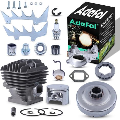Kit de cylindre et piston 54 mm Adefol pour tronçonneuse Stihl MS460 046, pièces de remplacement pour 11280201221 avec tambour d’embrayage, jantes, pignons, roulement à aiguilles, bougie, joint, pare- (1/5)