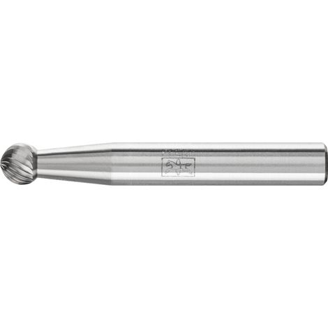 Fraise sur tige de 6 mm, en carbure, forme sphérique KUD, denture 5, Forme : KUD 0605, Ø de la tête 6 mm, Long. de tête 5,4 mm, Long. totale : 45 mm (1/4)