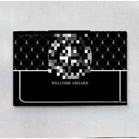 New Welcome Aboard Doormat 90x60cm - Welcome Rug Pattern 02 - Black