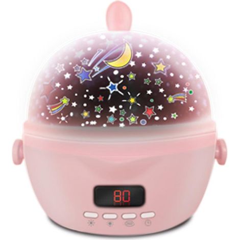 Lampe de projection ciel étoilé LED rose - Veilleuse avec minuterie et projection d'un ciel étoilé complet - Cadeau d'anniversaire idéal (1/5)