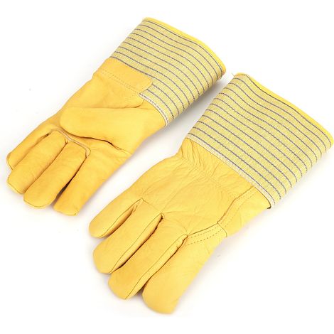 Ortviai Gants Cryogéniques en Cuir de Vache Jaune – Protection Jusqu’à -250°C, Poignets Longs Étanches et Coupe-Vent (1/3)