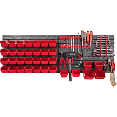 Pannello portautensili, 115 x 39 cm, montaggio a parete, materiale plastico, configurazione mobile, compatibile con vari utensili (1/5)