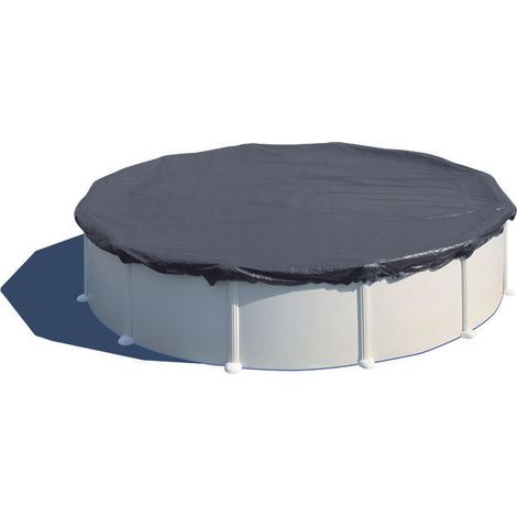 GRE – Bâche hivernage pour piscine ronde Ø 6,40 m – Épaisseur 120 g/m² – Protection contre salissures et algues – Tendeurs à cliquet