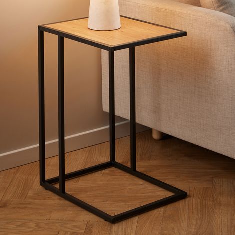 Table d'appoint 43x35x63 cm décor chêne et métal noir - FYNCA (1/5)