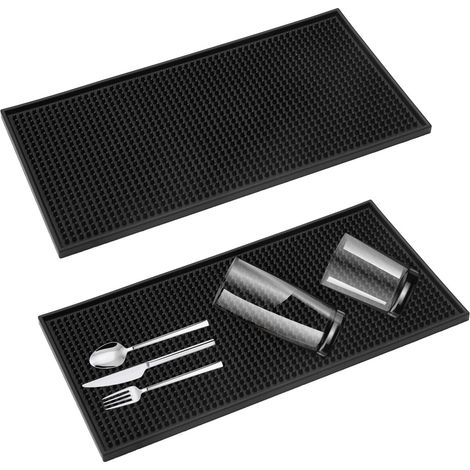 2 pezzi 30 x 15 cm Tappetini da bar, Tappetini scolapiatti, Neri, Tappetini scolapiatti, Tappetini per lavello, Asciugatura rapida, per bicchieri, piatti, Tappetini asciugapiatti per bar, club, cucine