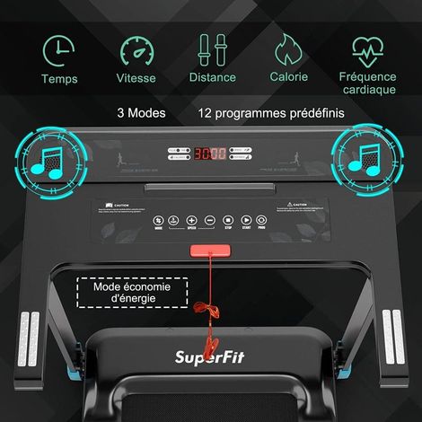 Entraînement à domicile fluide, tapis de course électrique pliable 12 km/h, Bluetooth, écran LED, appli Gymax (1/5)