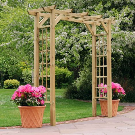 Zest Twilight Large Trellis Wooden Garden Arch Pergola Plant PEFC Wood (1/5)