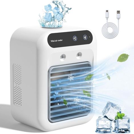 Conditioner Portable Rechargeable 25 W with 2 Vaporisateurs and Fan Personnel to 2 Speeds for Bedroom or Desk (1/4)