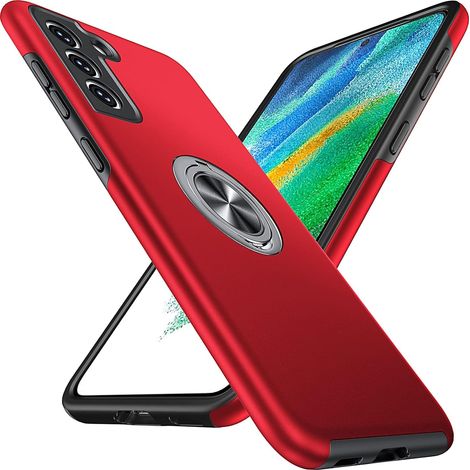 FUNDA PARA SAMSUNG GALAXY S22+ ROJA CON ANILLA SATÉN SOPORTE SÓLIDO (1/5)