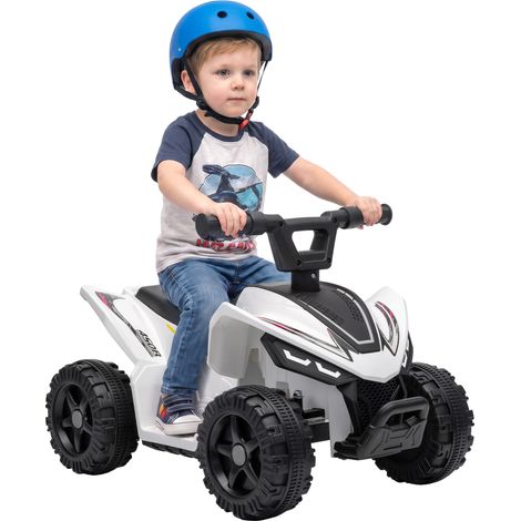 AIYAPLAY 6V Electric Car, Kids ATV with Handlebar Button Control, White (1/5)