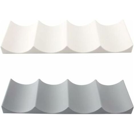 Porte-bouteille pour réfrigérateur, 2 pièces, tapis de rangement pour bouteilles, casier à vin en plastique empilable, étagère à vin, porte-bouteille pour réfrigérateur de cuisine, blanc/gris (1/5)