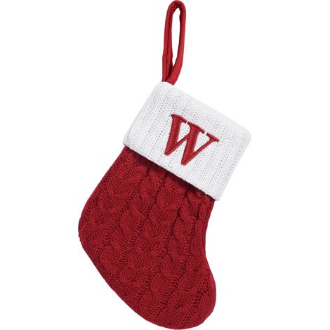 Chaussette De Noël - Tricotée En Laine - Initiale Brodée - Pour Arbre De Noël Et Cheminée - 18 X 15 Cm - 1 Pièce (1/5)