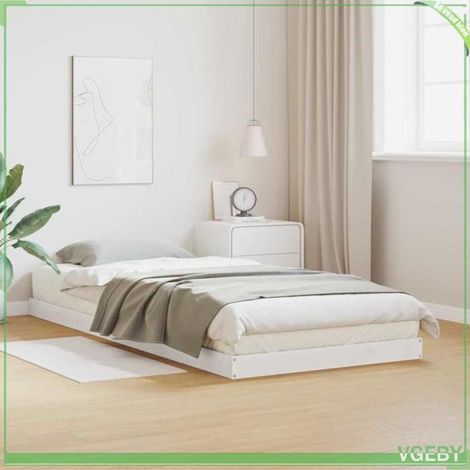 Cadre de lit - Blanc - Pin massif - 213,5 x 104 x 9 cm - 1 place - Design moderne (1/5)