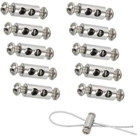 10 Stück Kabelklemmen mit Schraubklemmenkappe, Kabelklemmen für Kabel und Drähte mit einem Durchmesser von 1 bis 3 mm, doppelseitige Klemmen für Stahlkabel und -draht. (1/4)