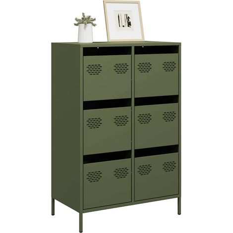 Highboard Olivgrün 68x39x101,5 cm Stahl