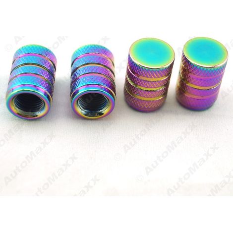Colorful Thickened Universal Valve Caps and Tire Valve Caps, Iridescent Aluminum Alloy Valve Caps, 4 pieces/set (1/4)