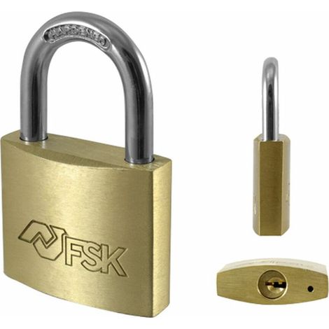 1 CADENAS 50 mm, laiton, arceau renforcé, 3 clés, pour portail et stockage