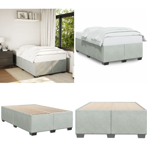 Bettgestell ohne Matratze Hellgrau 120x190 cm Samt - Samtbett - Doppelbett - Boxspringbetten - Schlafzimmermöbel - Bettgestell - Home & Living