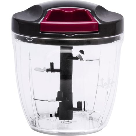 Hachoir manuel avec corde pour tous types d'aliments, 4 hauteurs de coupe, lame en acier inoxydable, capacité 900 ml, couvercle et fouet inclus (1/5)