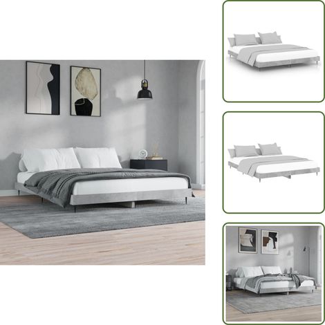 The Living Store Giroletto Grigio Cemento 120x200 cm in Legno Multistrato - Letto in legno