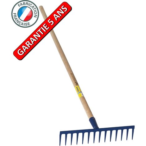 Râteau 14 dents en acier pour ratisser et niveler – Manche en bois – Longueur 1.5m – SKU 523114 – Outils Perrin